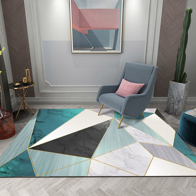 Novelty Geometric Printed Rug Multicolored Polyster Area Rug Non-Slip Backing Pet Friendly Carpet for Room Green Clearhalo 'Area Rug' 'Modern' 'Rugs' Rug' 2285484