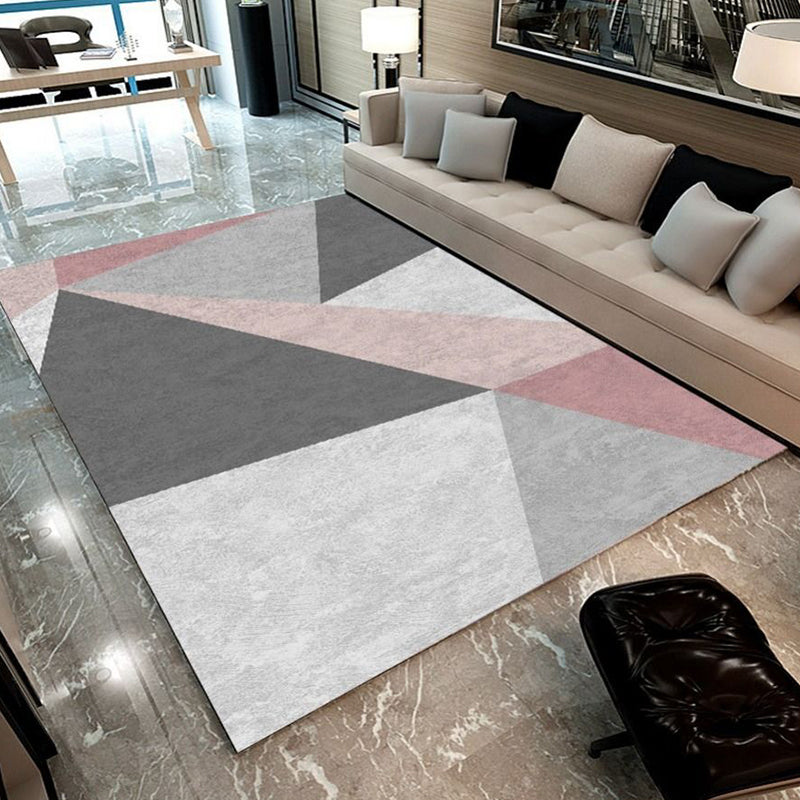 Multi-Color Decoration Rug Modern Geometric Patterned Carpet Polyster Pet Friendly Non-Slip Indoor Rug Pink Clearhalo 'Area Rug' 'Modern' 'Rugs' Rug' 2285509