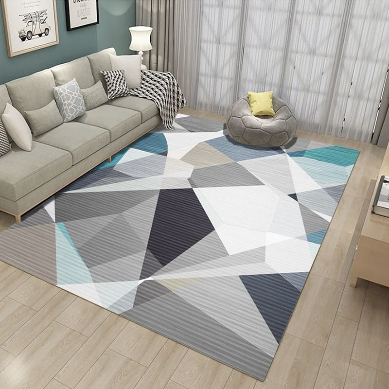 Multi-Color Decoration Rug Modern Geometric Patterned Carpet Polyster Pet Friendly Non-Slip Indoor Rug Black Gray-White Clearhalo 'Area Rug' 'Modern' 'Rugs' Rug' 2285511