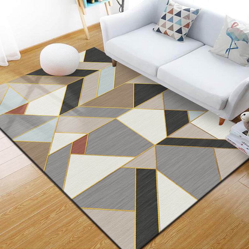 Scandinavian Geometric Rug Multi-Colored Polyster Indoor Rug Non-Slip Backing Pet Friendly Carpet for Decoration Grey Clearhalo 'Area Rug' 'Modern' 'Rugs' Rug' 2285600