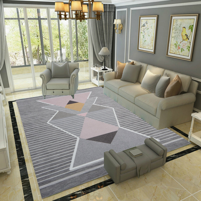 Simple Bedroom Rug Multi Color Geometric Print Area Rug Polyster Non-Slip Backing Pet Friendly Carpet Clearhalo 'Area Rug' 'Modern' 'Rugs' Rug' 2285702