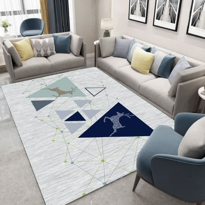 Modern Home Decoration Rug Multi Colored Geometric Print Area Carpet Polyster Anti-Slip Pet Friendly Rug White Clearhalo 'Area Rug' 'Modern' 'Rugs' Rug' 2285740