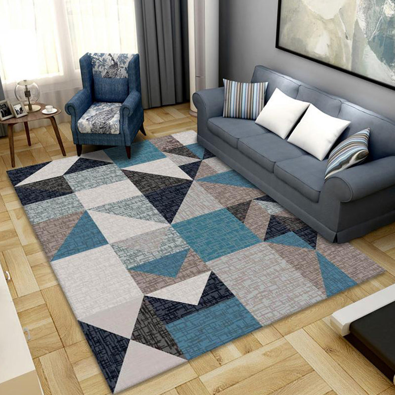 Modern Home Decoration Rug Multi Colored Geometric Print Area Carpet Polyster Anti-Slip Pet Friendly Rug Lake Blue Clearhalo 'Area Rug' 'Modern' 'Rugs' Rug' 2285744