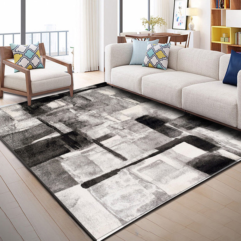 Modern Living Room Rug Multi Color Geometric Print Area Carpet Synthetics Non-Slip Backing Easy Care Rug Light Gray Clearhalo 'Area Rug' 'Modern' 'Rugs' Rug' 2285754