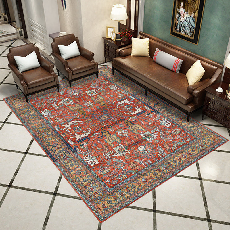 Western Living Room Rug Multicolored Geo Printed Area Carpet Synthetics Non-Slip Backing Pet Friendly Rug Orange Red Clearhalo 'Area Rug' 'Moroccan' 'Rugs' Rug' 2285839