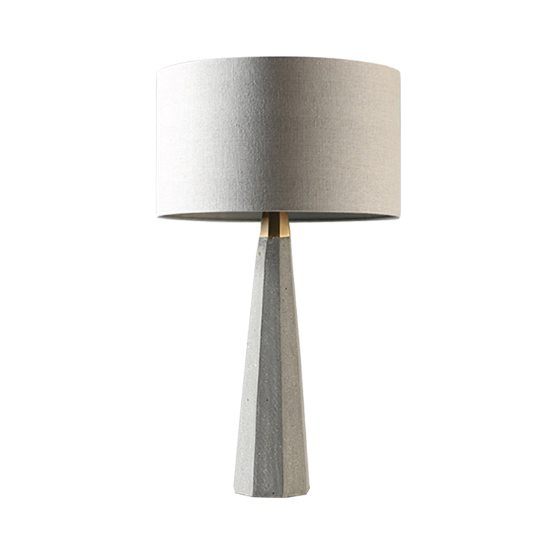 Drum Fabric Table Lighting Simple 1 Light Study Room Table Lamp with Grey Tapered Cement Base Clearhalo 'Lamps' 'Table Lamps' Lighting' 228584