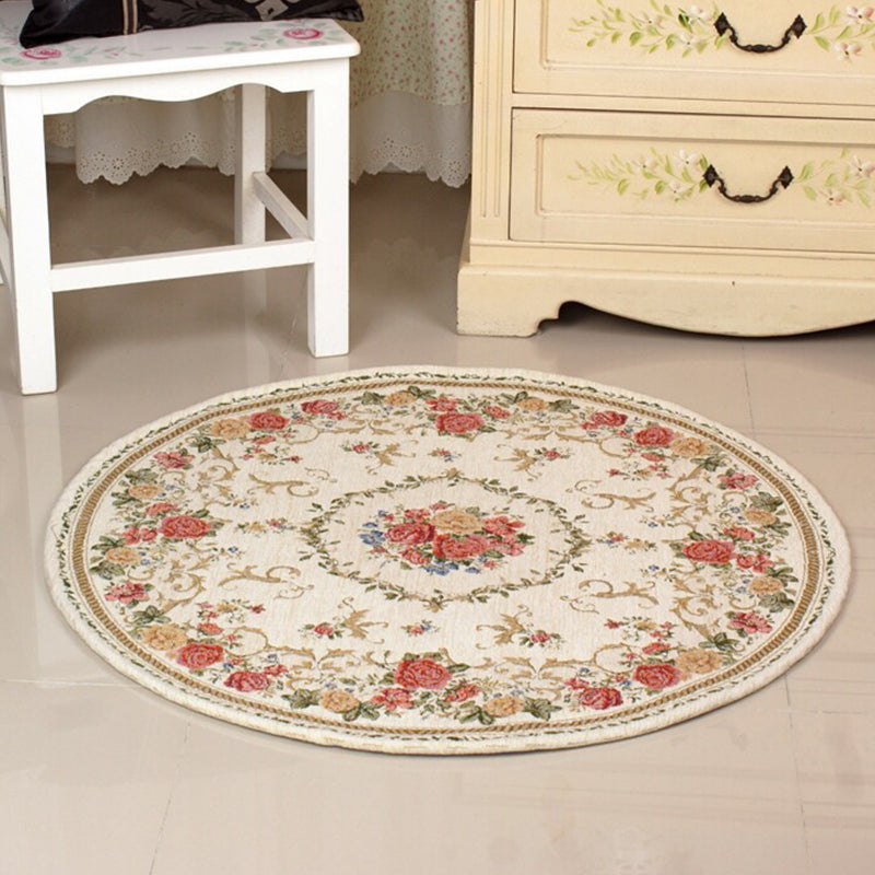 Fancy Mutli Color Olden Rug Synthetics Floral Printed Indoor Rug Anti-Slip Backing Stain-Resistant Carpet for Bedroom Pink Clearhalo 'Area Rug' 'Rugs' 'Vintage' Rug' 2286030