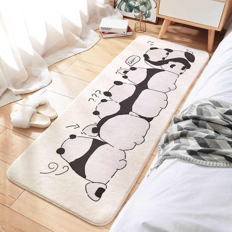 Multi Colored Cute Rug Lamb Wool Animal Printed Indoor Rug Non-Slip Backing Pet Friendly Carpet for Kids Black-White Clearhalo 'Area Rug' 'Rug' 2286044