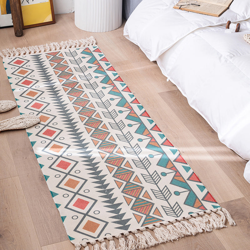 Multi Colored Bedroom Rug Western Geometric Print Indoor Rug Cotton Washable Stain-Resistant Area Carpet with Fringe Gray-Orange Clearhalo 'Area Rug' 'Rug' 2286203