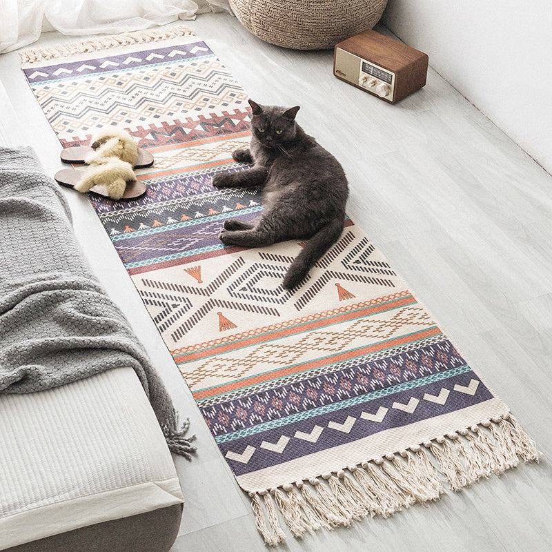 Multi-Color Simple Rug Cotton Geometric Printed Area Carpet Pet Friendly Easy Care Indoor Rug for Room Gray-Khaki Clearhalo 'Area Rug' 'Rug' 2286218