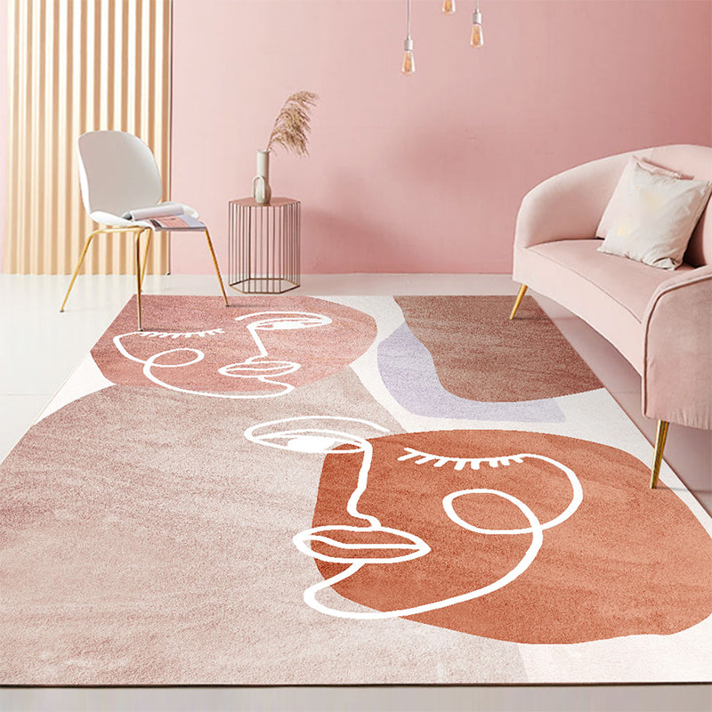 Unique Abstract Printed Rug Multi Colored Synthetics Carpet Pet Friendly Easy Care Indoor Rug for Decoration Pink Clearhalo 'Area Rug' 'Rug' 2286291