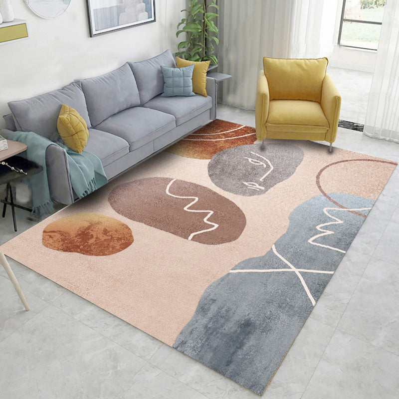 Fancy Bedroom Rug Multi Color Color Block Indoor Rug Polyster Non-Slip Backing Pet Friendly Carpet Light Orange Clearhalo 'Area Rug' 'Rug' 2286343