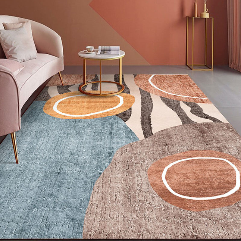 Fancy Bedroom Rug Multi Color Color Block Indoor Rug Polyster Non-Slip Backing Pet Friendly Carpet Brown Clearhalo 'Area Rug' 'Rug' 2286345