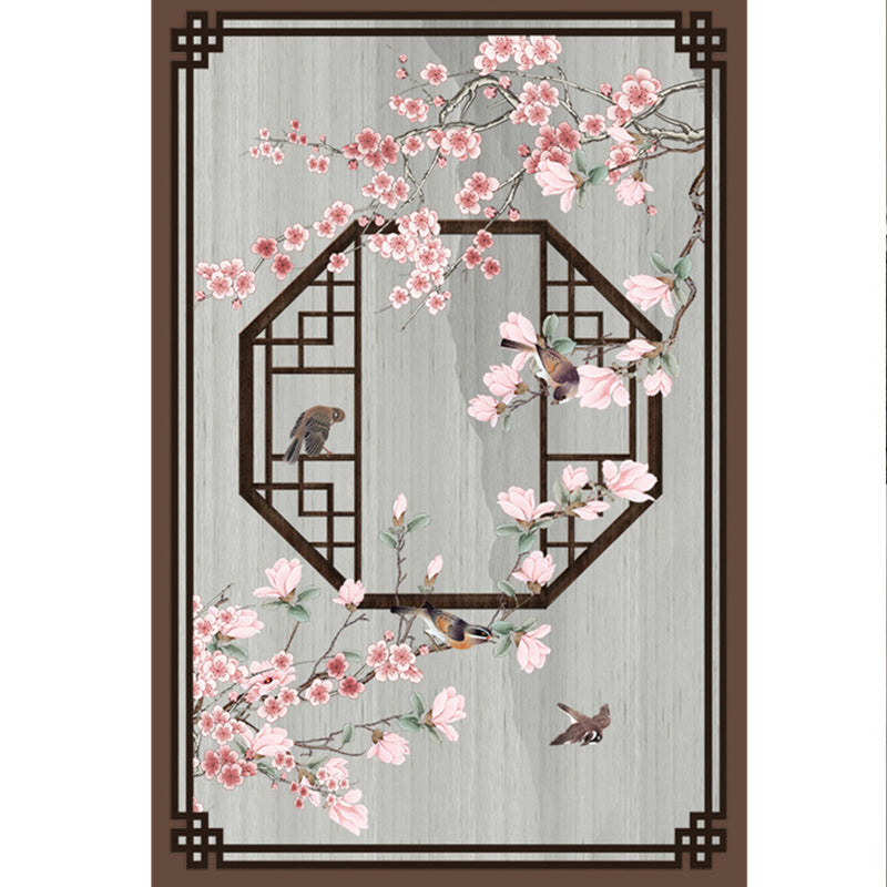 Chinoiserie Living Room Rug Multi Color Floral Printed Indoor Rug Cotton Blend Non-Slip Backing Easy Care Rug Clearhalo 'Area Rug' 'Rug' 2287682