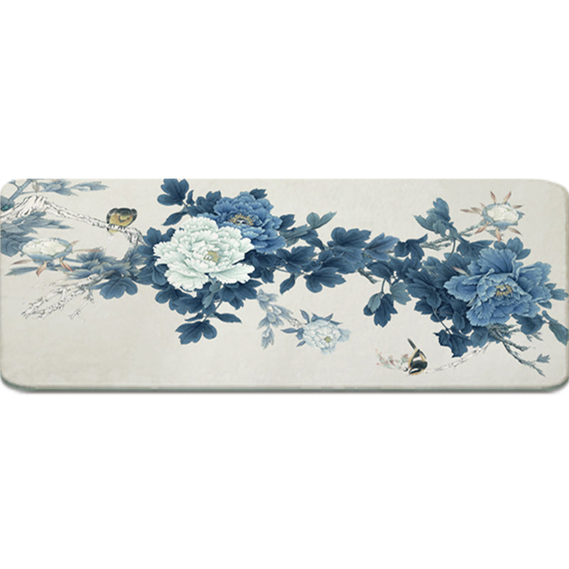 Asia Floral Printed Rug Multi Color Lamb Wool Area Rug Non-Slip Backing Pet Friendly Indoor Rug for Bedroom Gray-Blue Clearhalo 'Area Rug' 'Rug' 2287747