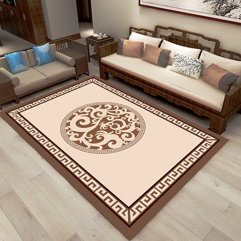 Asia Living Room Rug Multi Color Floral Print Area Carpet Polyster Non-Slip Backing Easy Care Indoor Rug Orange Pink Clearhalo 'Area Rug' 'Rug' 2287752