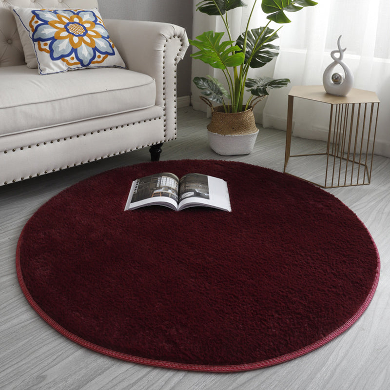 Casual Living Room Rug Multi Colored Solid Color Indoor Rug Polyster Non-Slip Backing Easy Care Carpet Burgundy Clearhalo 'Area Rug' 'Modern' 'Rugs' Rug' 2288001