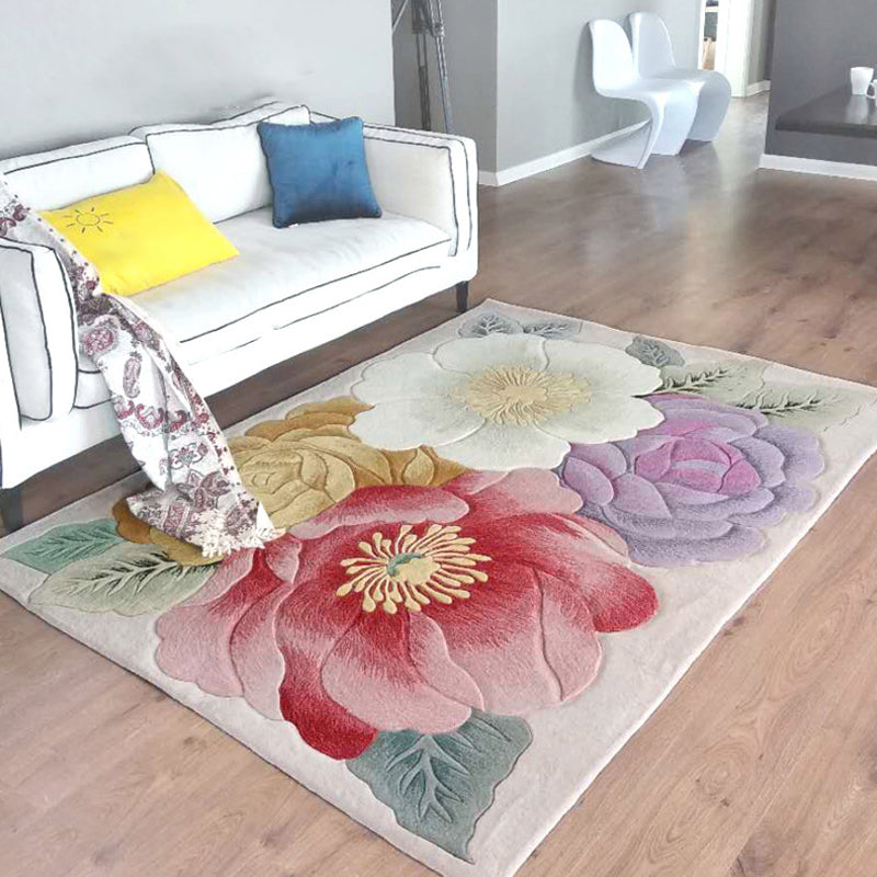 Casual Home Decoration Rug Multi Color Flower Printed Indoor Rug Lamb Wool Non-Slip Pet Friendly Carpet Clearhalo 'Area Rug' 'Rug' 2288250