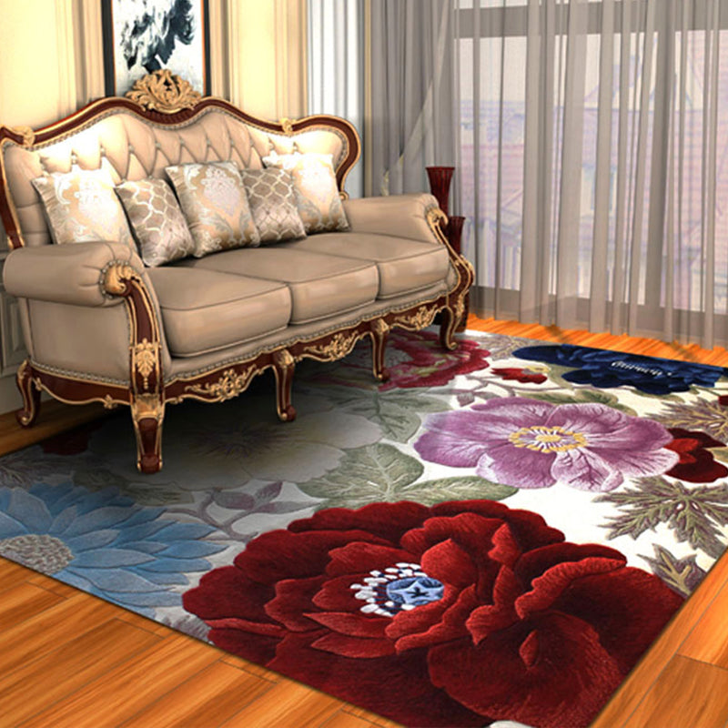 Casual Home Decoration Rug Multi Color Flower Printed Indoor Rug Lamb Wool Non-Slip Pet Friendly Carpet Clearhalo 'Area Rug' 'Rug' 2288252