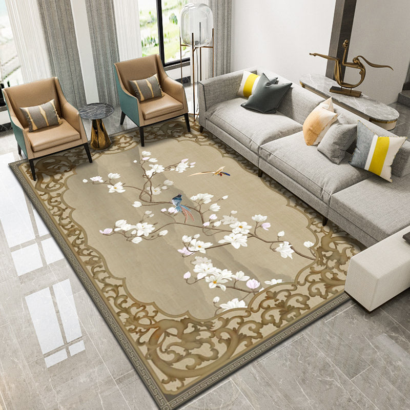 Multi Color Flower Printed Rug Cotton Blend Modern Indoor Rug Non-Slip Backing Pet Friendly Carpet for Home Clearhalo 'Area Rug' 'Rug' 2288275