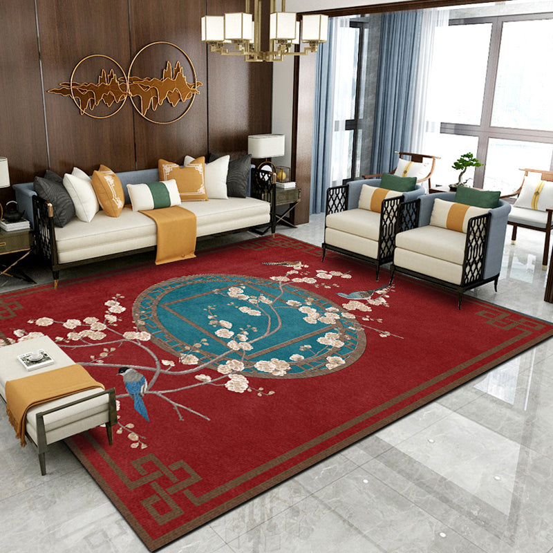 Multi Colored Living Room Rug Oriental Geo Printed Indoor Rug Cotton Blend Anti-Slip Backing Washable Carpet Red Clearhalo 'Area Rug' 'Rug' 2288312