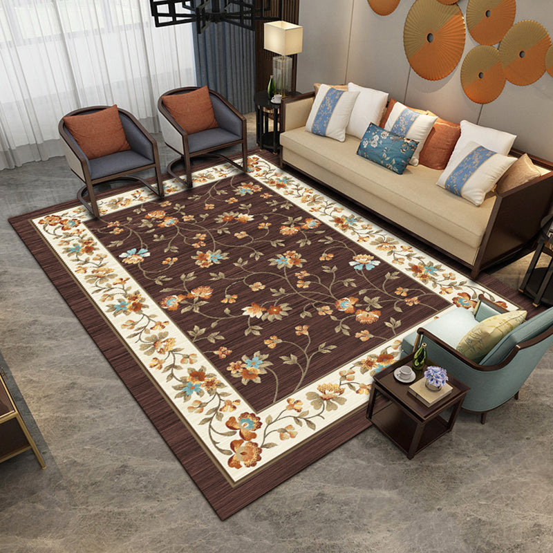 Scandinavian Living Room Rug Multi Color Flower Printed Indoor Rug Polyster Non-Slip Backing Washable Carpet Coffee Clearhalo 'Area Rug' 'Modern' 'Rugs' Rug' 2288458