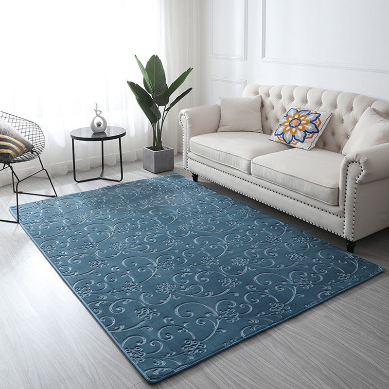 Casual Bedroom Rug Multi Colored Floral Printed Area Carpet Polyster Easy Care Washable Indoor Rug Lake Blue Clearhalo 'Area Rug' 'French Country' 'Rugs' Rug' 2288479