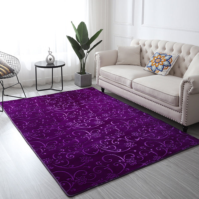 Casual Bedroom Rug Multi Colored Floral Printed Area Carpet Polyster Easy Care Washable Indoor Rug Purple Clearhalo 'Area Rug' 'French Country' 'Rugs' Rug' 2288483