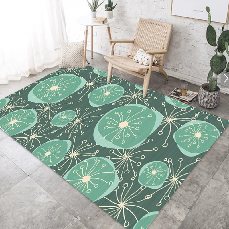 Nordic Bedroom Rug Multi Color Plant Printed Indoor Rug Polyster Non-Slip Backing Easy Care Area Carpet Light Green Clearhalo 'Area Rug' 'Rug' 2288508