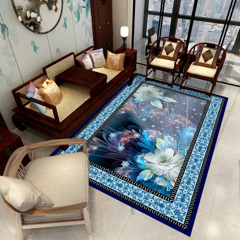 Formal Plant Printed Rug Multi Color Polypropylene Indoor Rug Non-Slip Backing Easy Care Area Carpet for Room Blue Clearhalo 'Area Rug' 'Modern' 'Rugs' Rug' 2288538