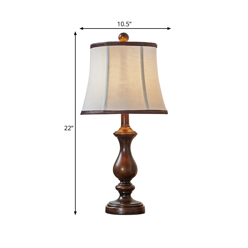 1 Light Wood Task Lighting Antique Style Brown Urn Shape Study Room Night Table Lamp Clearhalo 'Lamps' 'Table Lamps' Lighting' 228926