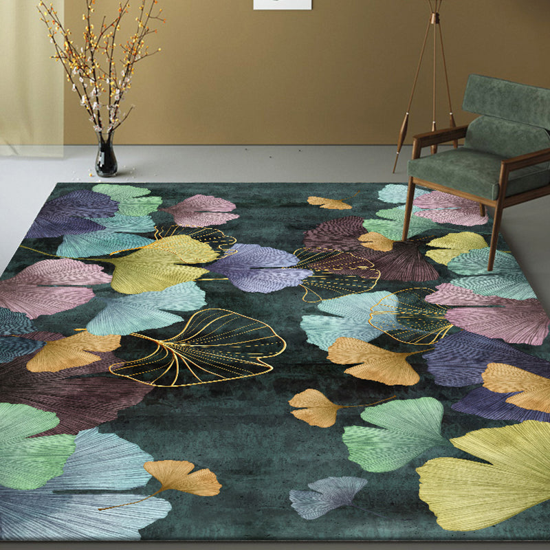 Multi-Colored Chinese Rug Cotton Blend Flower Pattern Indoor Rug Non-Slip Backing Pet Friendly Carpet for Parlor Blue Clearhalo 'Area Rug' 'Rug' 2289633