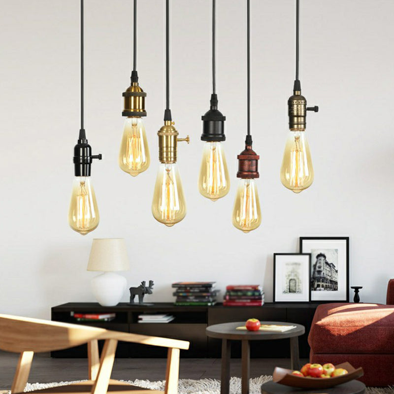 Edison Bulb Socket Aluminum Pendant Light Industrial Single Living Room Hanging Lamp in Black Clearhalo 'Art Deco Pendants' 'Black' 'Cast Iron' 'Ceiling Lights' 'Ceramic' 'Crystal' 'Industrial Pendants' 'Industrial' 'Metal' 'Middle Century Pendants' 'Pendant Lights' 'Pendants' 'Rustic Pendants' 'Tiffany' Lighting' 2289675