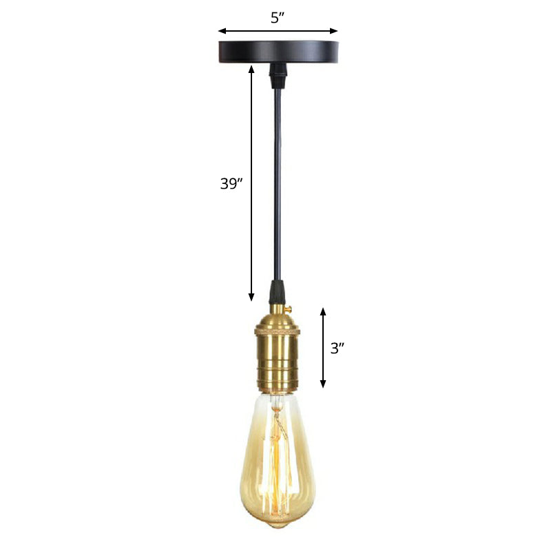 Edison Bulb Socket Aluminum Pendant Light Industrial Single Living Room Hanging Lamp in Black Black L Clearhalo 'Art Deco Pendants' 'Black' 'Cast Iron' 'Ceiling Lights' 'Ceramic' 'Crystal' 'Industrial Pendants' 'Industrial' 'Metal' 'Middle Century Pendants' 'Pendant Lights' 'Pendants' 'Rustic Pendants' 'Tiffany' Lighting' 2289676