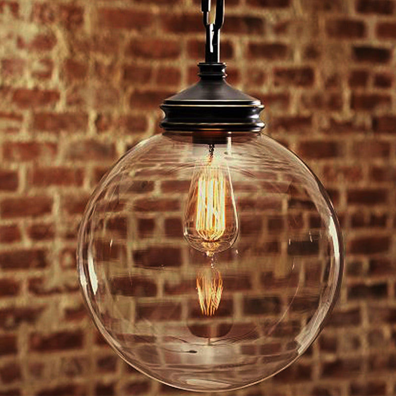 Clear Glass Sphere Hanging Light Simplicity 1��Bulb Restaurant Pendant Light Fixture Clear Clearhalo 'Ceiling Lights' 'Glass shade' 'Glass' 'Industrial Pendants' 'Industrial' 'Middle Century Pendants' 'Pendant Lights' 'Pendants' 'Tiffany' Lighting' 2290005