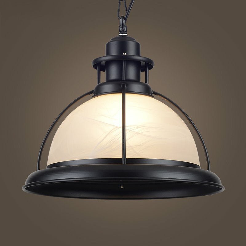 White Glass Half-Globe Suspension Lighting Retro Style 1 Head Dining Room Pendant Ceiling Light Clearhalo 'Art Deco Pendants' 'Cast Iron' 'Ceiling Lights' 'Ceramic' 'Crystal' 'Industrial' 'Metal' 'Pendant Lights' 'Tiffany' Lighting' 2290094_6d163e3a-ffdb-474c-9d77-e4bb1ab3640b