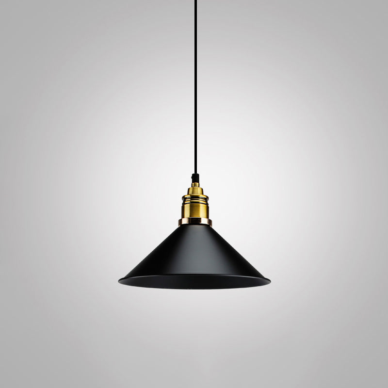 Metal Black Finish Drop Pendant Geometric Shade Single-Bulb Industrial Hanging Light Black D Clearhalo 'Art Deco Pendants' 'Black' 'Cast Iron' 'Ceiling Lights' 'Ceramic' 'Crystal' 'Industrial Pendants' 'Industrial' 'Metal' 'Middle Century Pendants' 'Pendant Lights' 'Pendants' 'Rustic Pendants' 'Tiffany' Lighting' 2290281