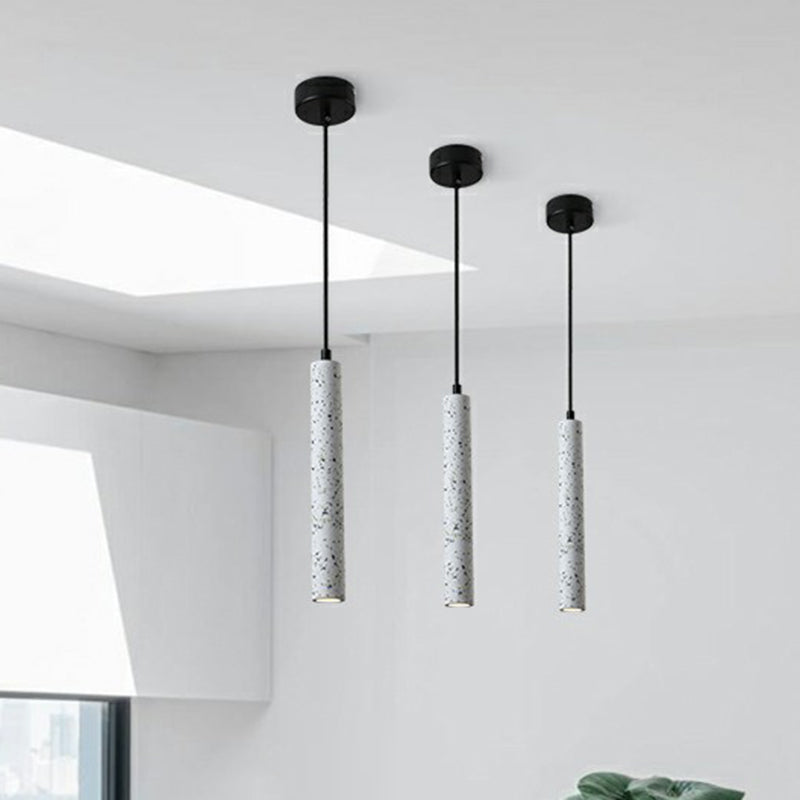 Tube LED Pendant Spotlight Minimalist Terrazzo Dining Room Hanging Ceiling Light Clearhalo 'Ceiling Lights' 'Modern Pendants' 'Modern' 'Pendant Lights' 'Pendants' Lighting' 2290354