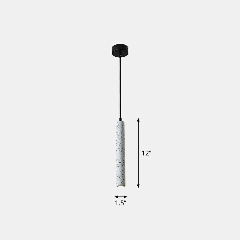 Tube LED Pendant Spotlight Minimalist Terrazzo Dining Room Hanging Ceiling Light White Clearhalo 'Ceiling Lights' 'Modern Pendants' 'Modern' 'Pendant Lights' 'Pendants' Lighting' 2290355