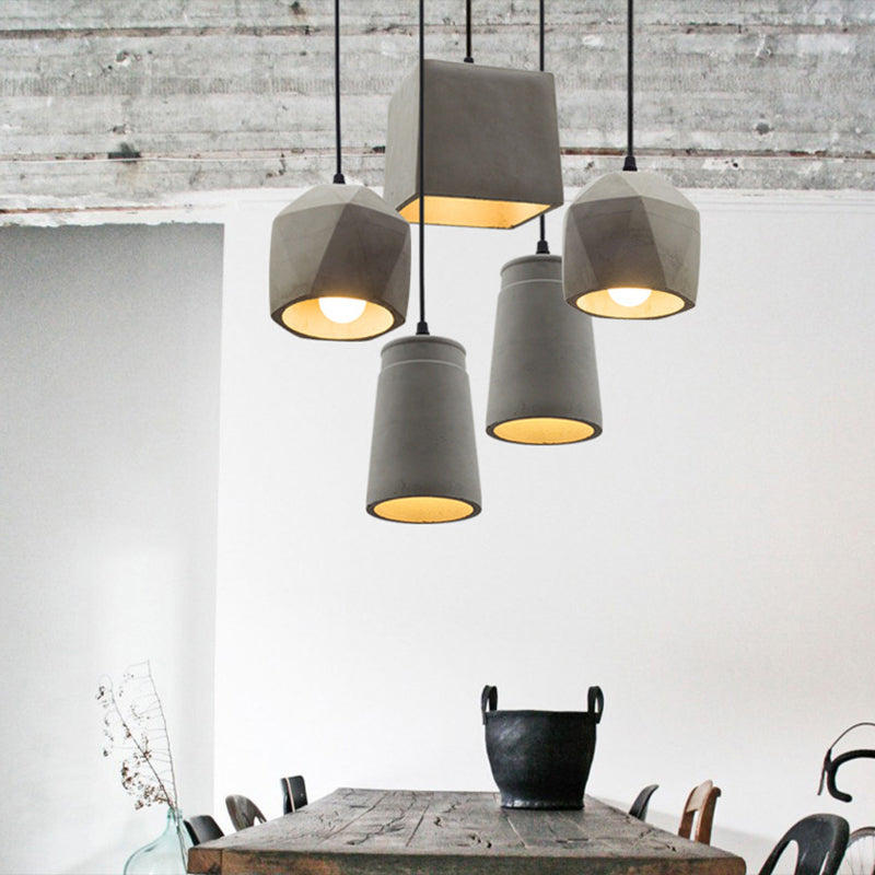 Grey Horn Suspended Lighting Fixture Simplicity 1-Light Cement Hanging Light for Restaurant Clearhalo 'Ceiling Lights' 'Modern Pendants' 'Modern' 'Pendant Lights' 'Pendants' Lighting' 2290363