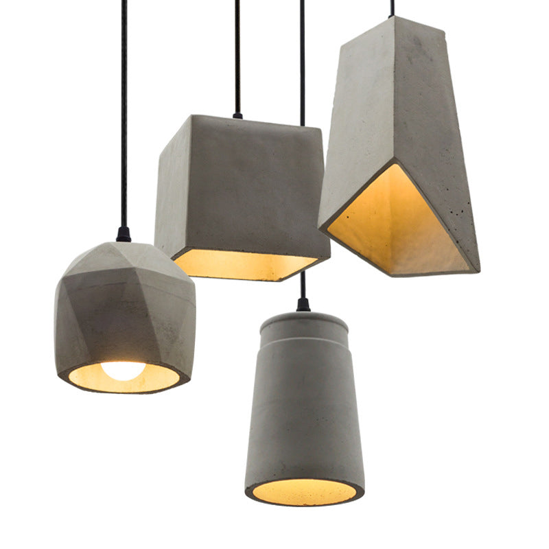 Grey Horn Suspended Lighting Fixture Simplicity 1-Light Cement Hanging Light for Restaurant Clearhalo 'Ceiling Lights' 'Modern Pendants' 'Modern' 'Pendant Lights' 'Pendants' Lighting' 2290366