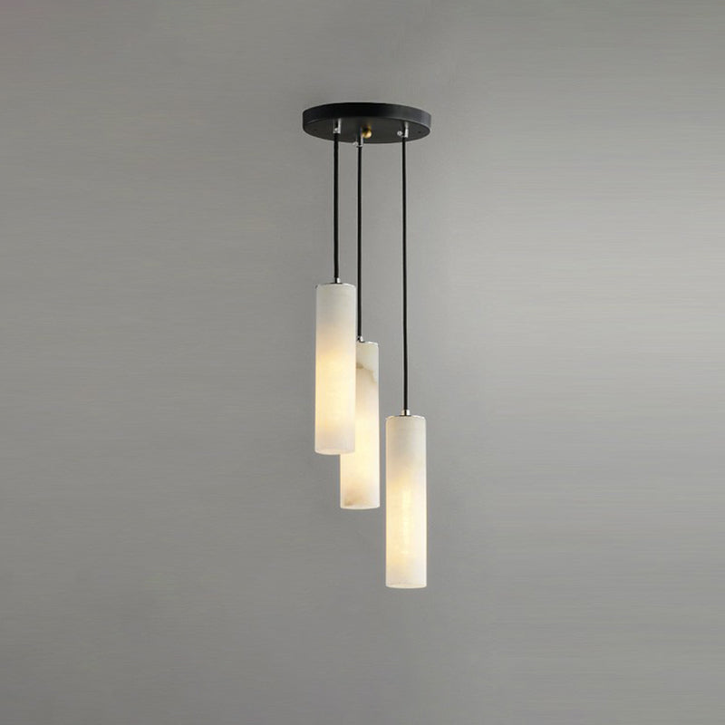 Tubular Bedroom Pendulum Light Marble Minimalistic Hanging Ceiling Light in White 3 White Clearhalo 'Ceiling Lights' 'Modern Pendants' 'Modern' 'Pendant Lights' 'Pendants' Lighting' 2290399