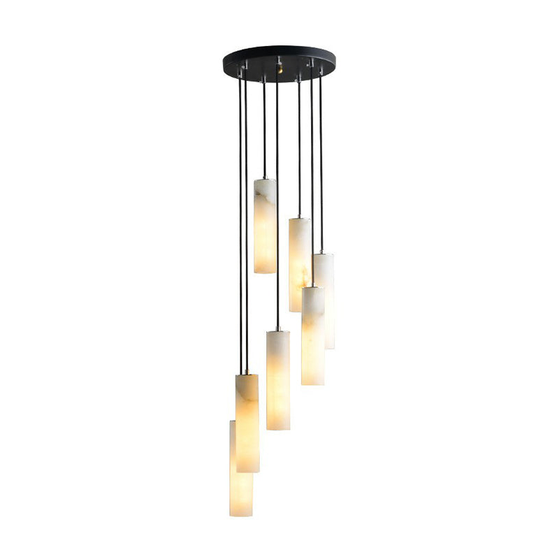 Tubular Bedroom Pendulum Light Marble Minimalistic Hanging Ceiling Light in White Clearhalo 'Ceiling Lights' 'Modern Pendants' 'Modern' 'Pendant Lights' 'Pendants' Lighting' 2290401