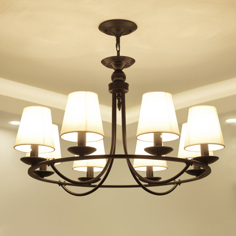 Classic Tapered Drum Suspension Light Fabric LED Chandelier Light in Black for Living Room Clearhalo 'Ceiling Lights' 'Chandeliers' Lighting' options 2290429