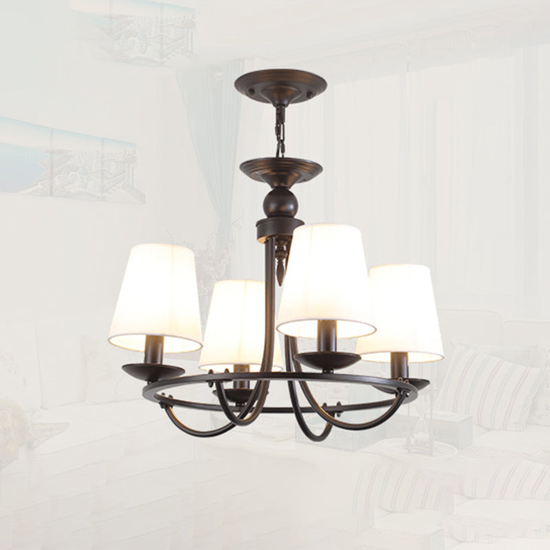 Classic Tapered Drum Suspension Light Fabric LED Chandelier Light in Black for Living Room Clearhalo 'Ceiling Lights' 'Chandeliers' Lighting' options 2290432