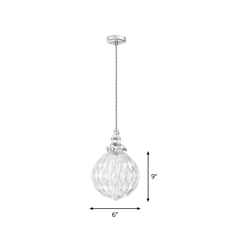 Clear Glass Globe Ceiling Light Industrial Single Restaurant Hanging Pendant Light Clearhalo 'Ceiling Lights' 'Glass shade' 'Glass' 'Industrial Pendants' 'Industrial' 'Middle Century Pendants' 'Pendant Lights' 'Pendants' 'Tiffany' Lighting' 2293520