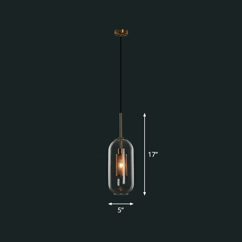 Clear Glass Shaded Hanging Light Simplicity 1��Bulb Restaurant Pendant Light Fixture Clear E Clearhalo 'Ceiling Lights' 'Glass shade' 'Glass' 'Industrial Pendants' 'Industrial' 'Middle Century Pendants' 'Pendant Lights' 'Pendants' 'Tiffany' Lighting' 2293541