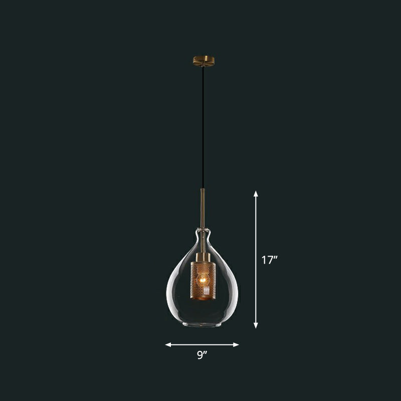 Clear Glass Shaded Hanging Light Simplicity 1��Bulb Restaurant Pendant Light Fixture Clear B Clearhalo 'Ceiling Lights' 'Glass shade' 'Glass' 'Industrial Pendants' 'Industrial' 'Middle Century Pendants' 'Pendant Lights' 'Pendants' 'Tiffany' Lighting' 2293550