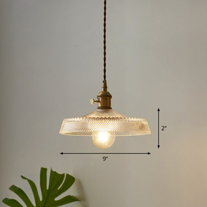 Pot Cover Clear Glass Suspension Lighting Retro Style 1��Head Restaurant Pendant Ceiling Light Clearhalo 'Ceiling Lights' 'Industrial Pendants' 'Industrial' 'Middle Century Pendants' 'Pendant Lights' 'Pendants' 'Tiffany' Lighting' 2293597