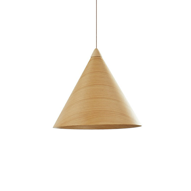 Conical Dining Room Suspension Lamp Wooden 1-Head Minimalistic Hanging Pendant Light Wood Small Clearhalo 'Ceiling Lights' 'Modern Pendants' 'Modern' 'Pendant Lights' 'Pendants' Lighting' 2293654